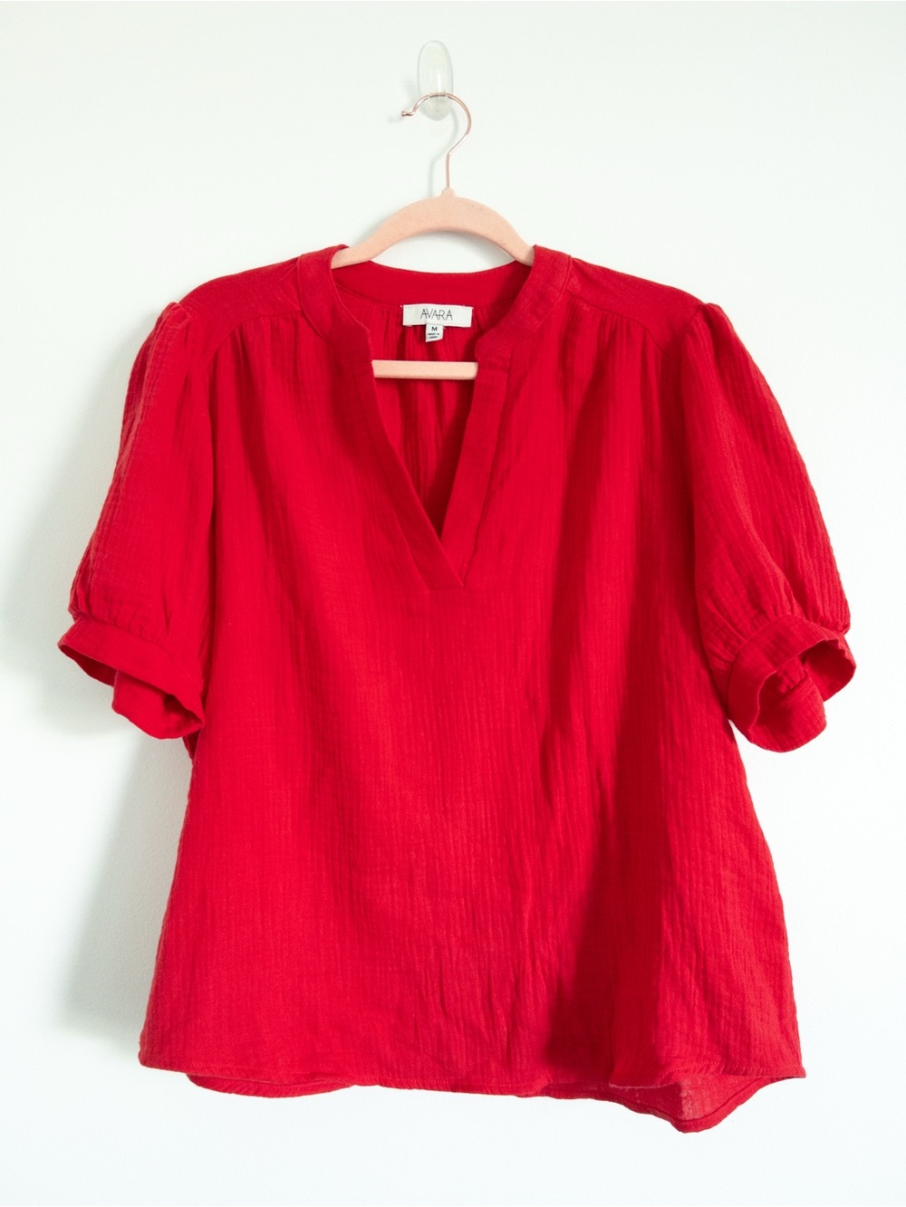 NWOT Avara Tammy 100% Cotton Lightweight Gauze Top Red Size M - Picture 6 of 11